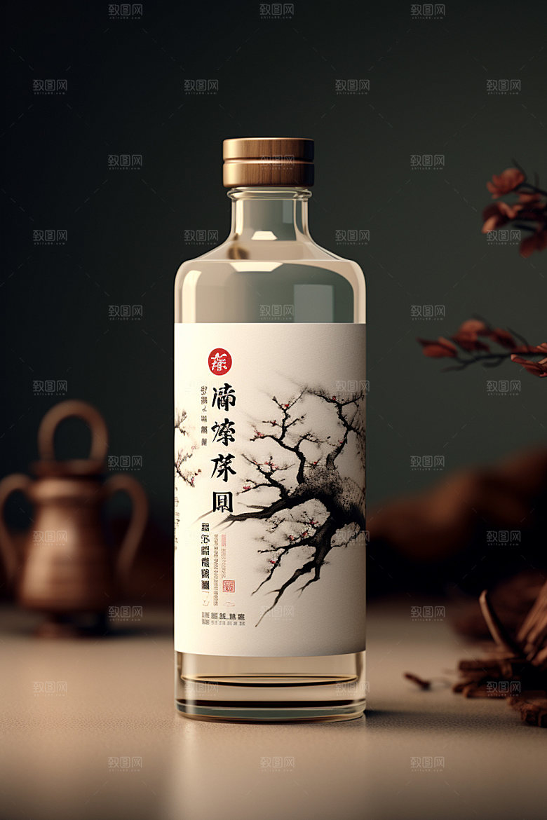 白酒酒瓶传统立体模型