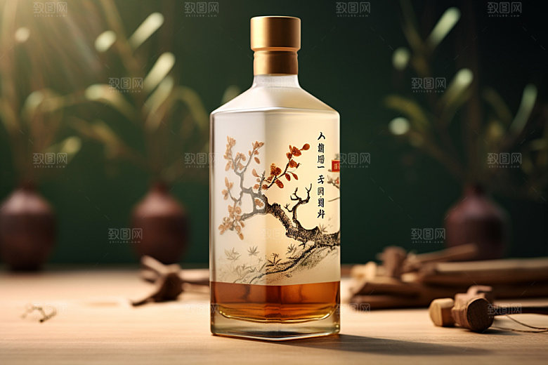 白酒酒瓶酒类传统模型