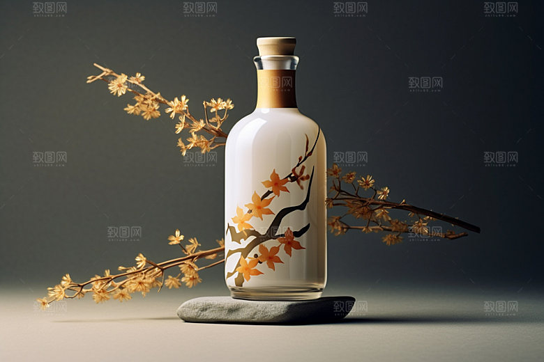 白酒酒瓶中式中国风模型
