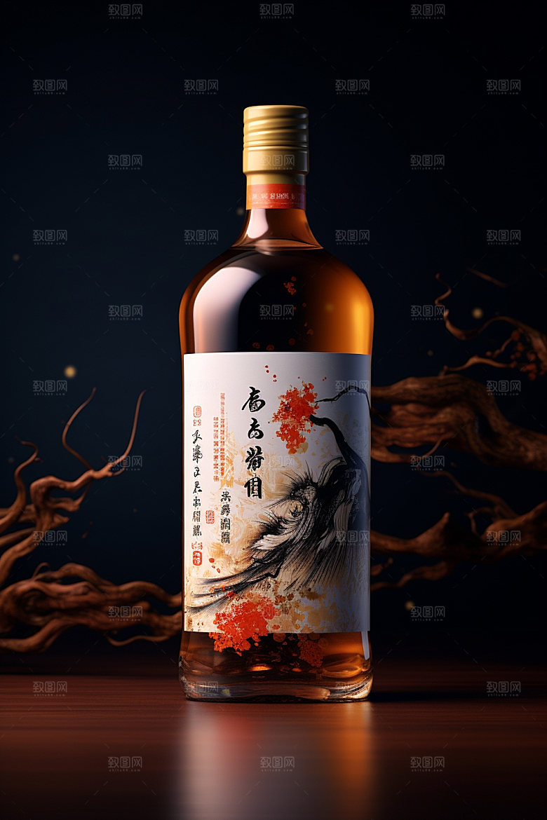 白酒酒瓶传统中国风模型