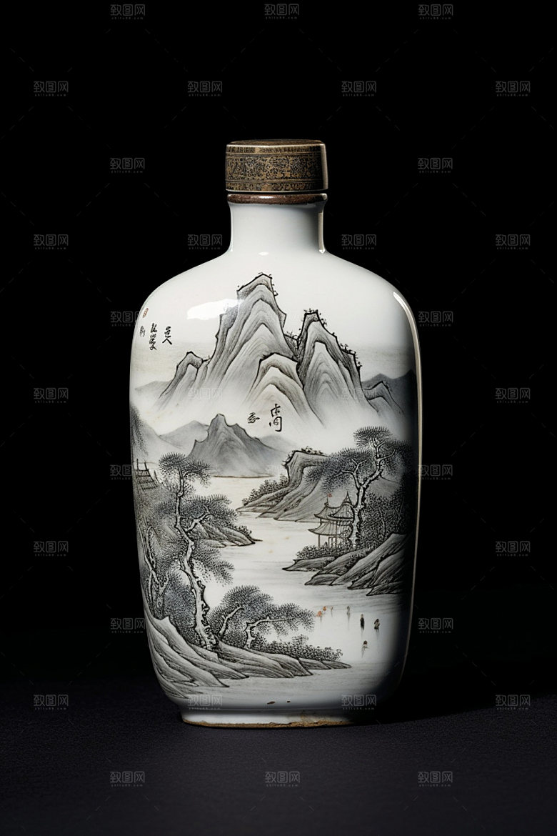 白酒酒瓶中式传统模型