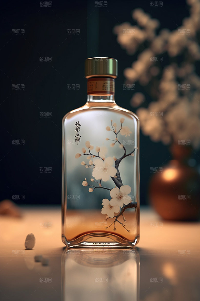白酒酒瓶包装设计中国风模型