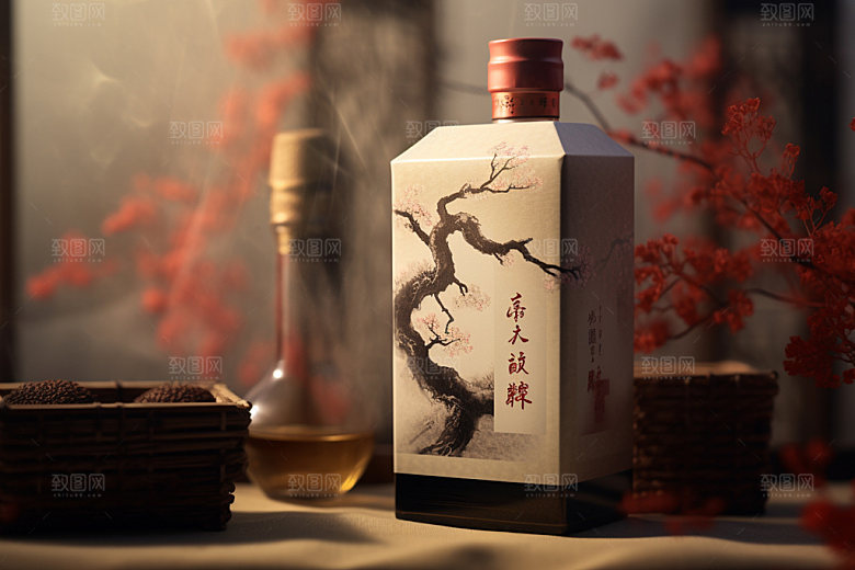 白酒酒瓶3D中国风模型