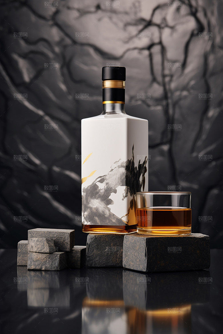 白酒酒瓶3D中国风模型