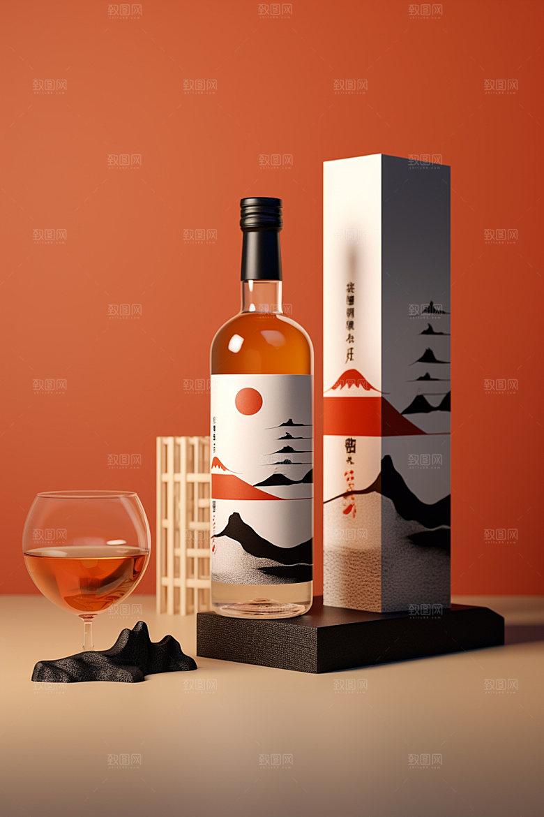 白酒酒瓶中国风3D模型