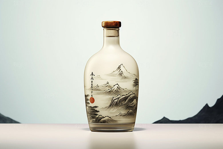 白酒酒瓶酒类中式模型