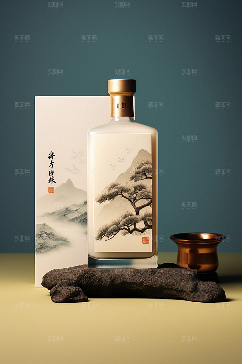 白酒酒瓶包装设计传统模型