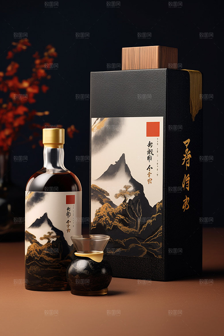白酒酒瓶立体包装设计模型