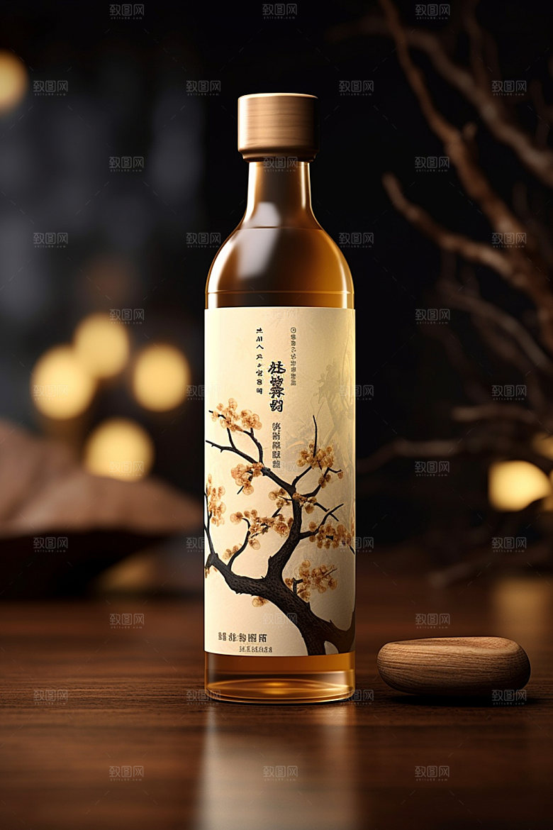 白酒酒瓶包装设计中式模型