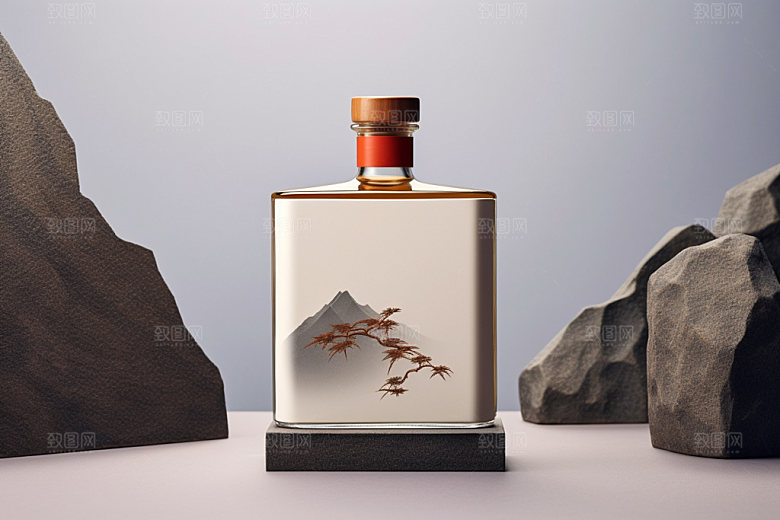 白酒酒瓶酒类中国风模型