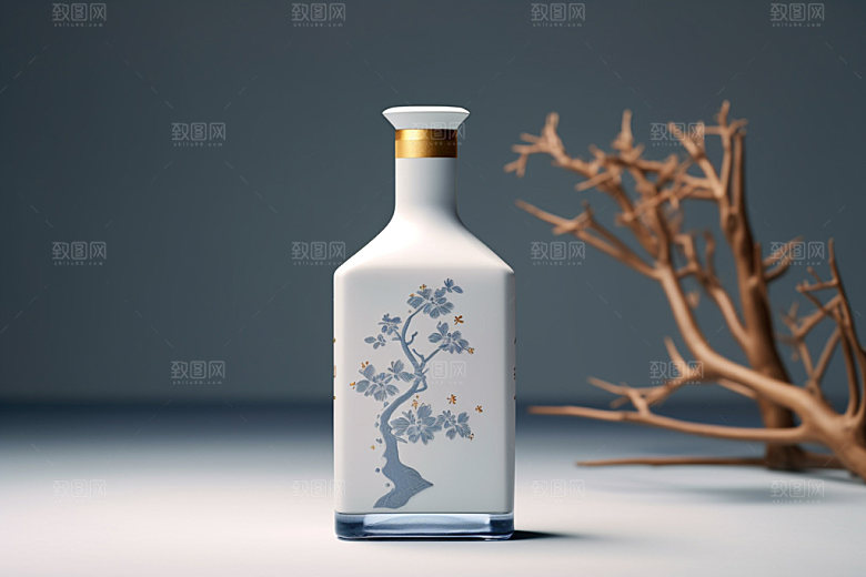 白酒酒瓶传统中国风模型