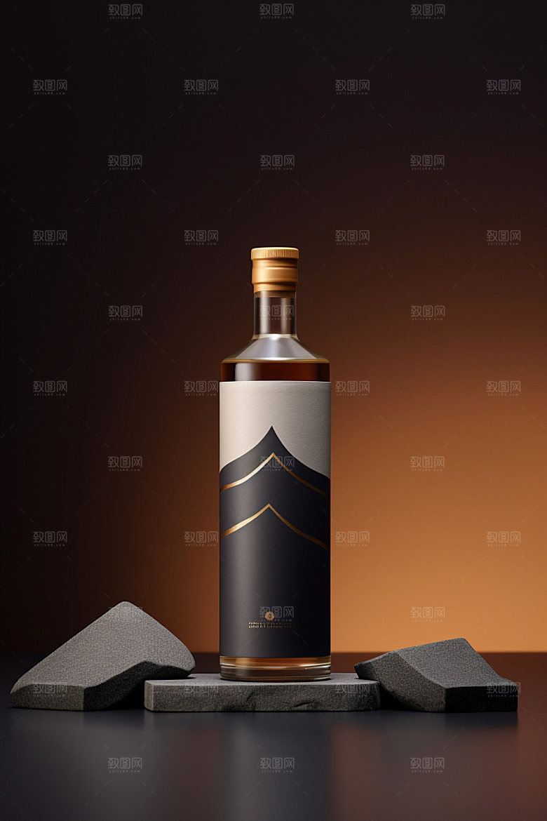 白酒酒瓶酒类中式模型