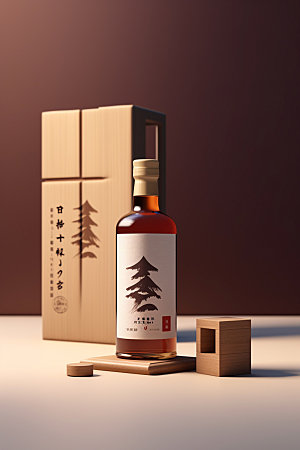 白酒酒瓶立体中国风模型