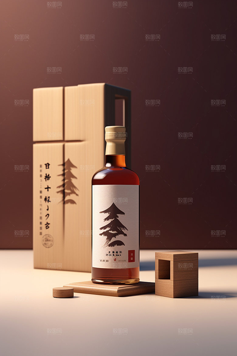 白酒酒瓶立体中国风模型