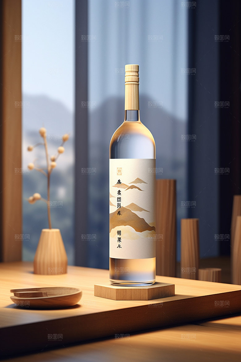 白酒酒瓶中国风传统模型