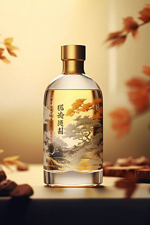 白酒酒瓶中式包装设计模型