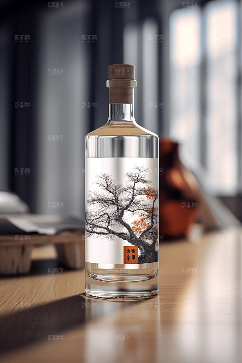 白酒酒瓶包装设计中国风模型