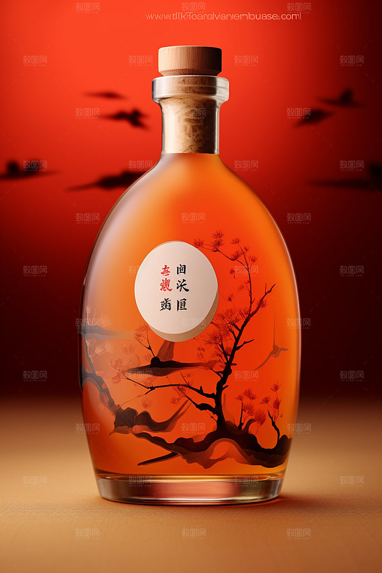 白酒酒瓶传统中式模型