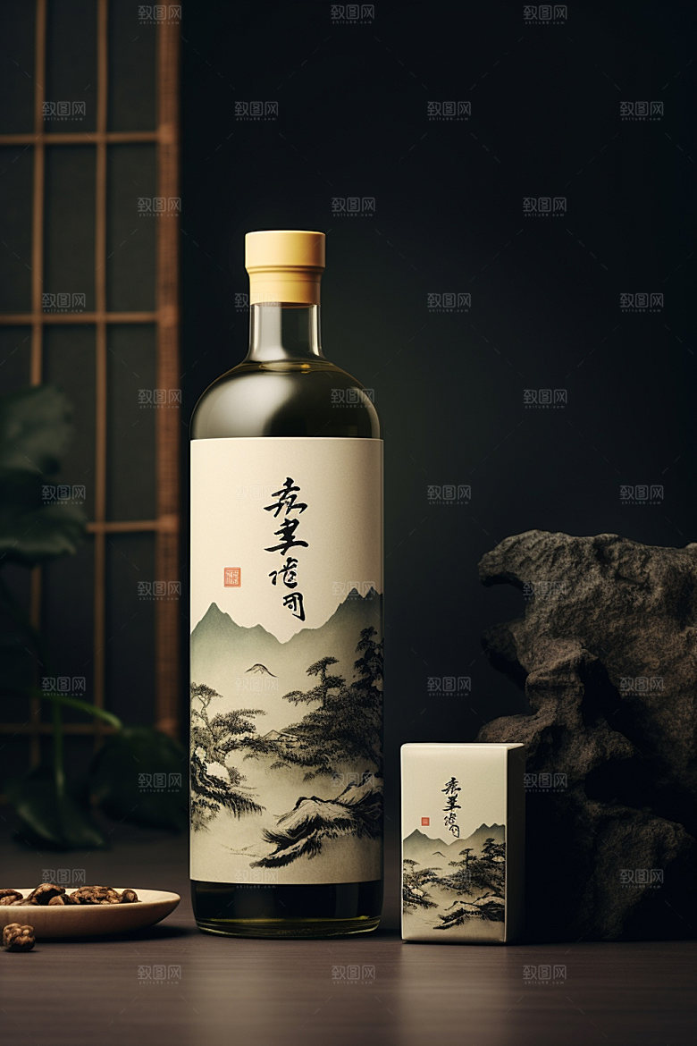 白酒酒瓶酒类传统模型