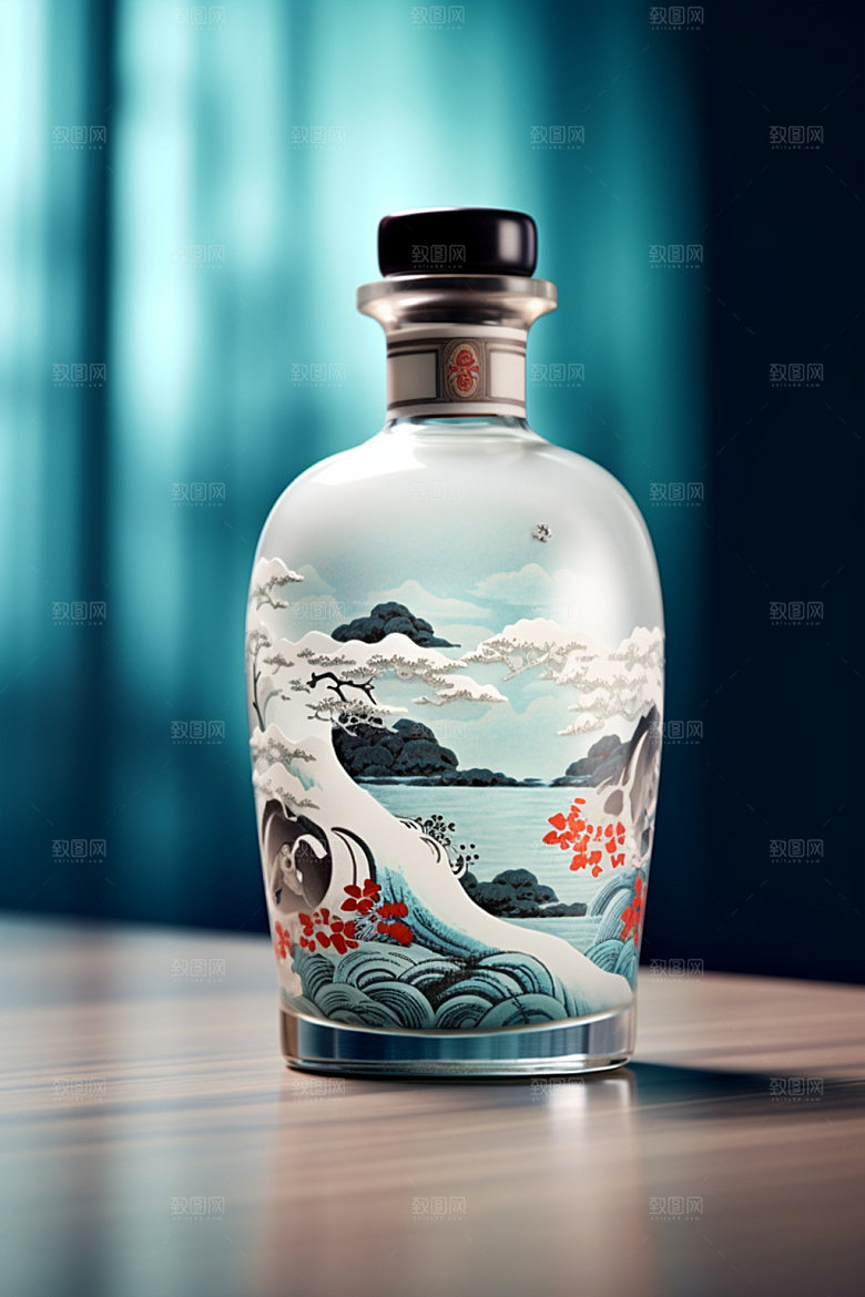 白酒酒瓶酒类中国风模型