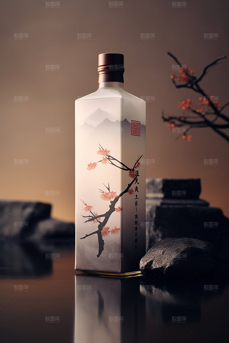 白酒酒瓶传统3D模型