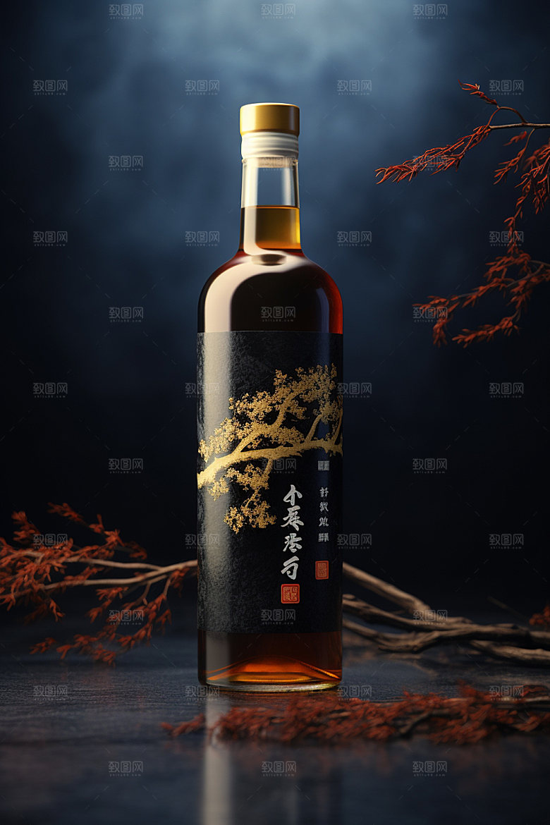 白酒酒瓶立体包装设计模型