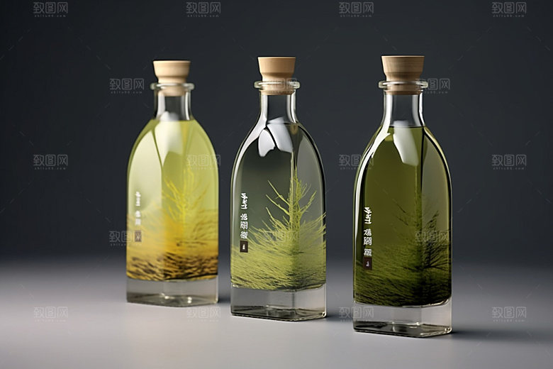 白酒酒瓶中国风立体模型