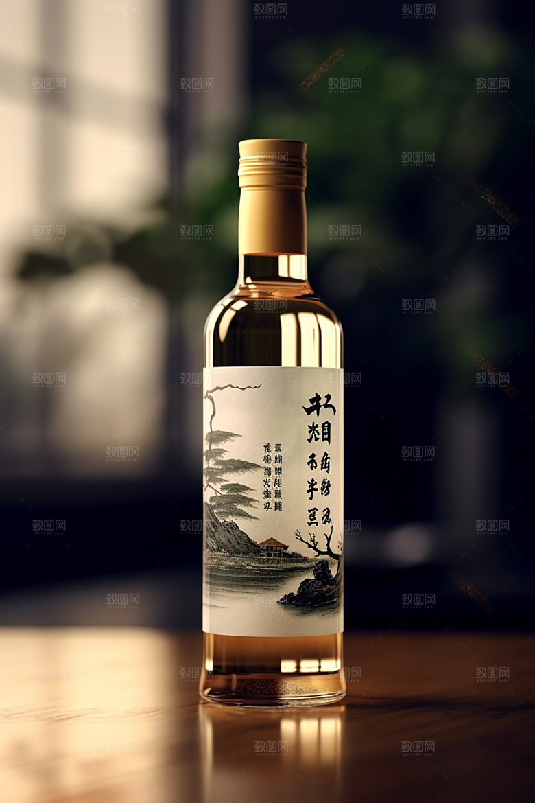 白酒酒瓶立体中国风模型