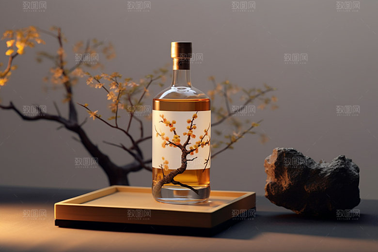 白酒酒瓶立体包装设计模型