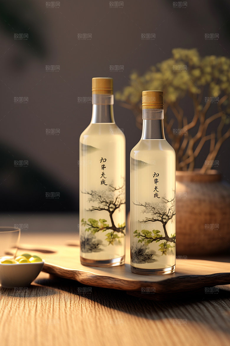 白酒酒瓶立体包装设计模型