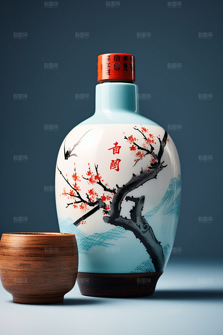 白酒酒瓶3D中式模型