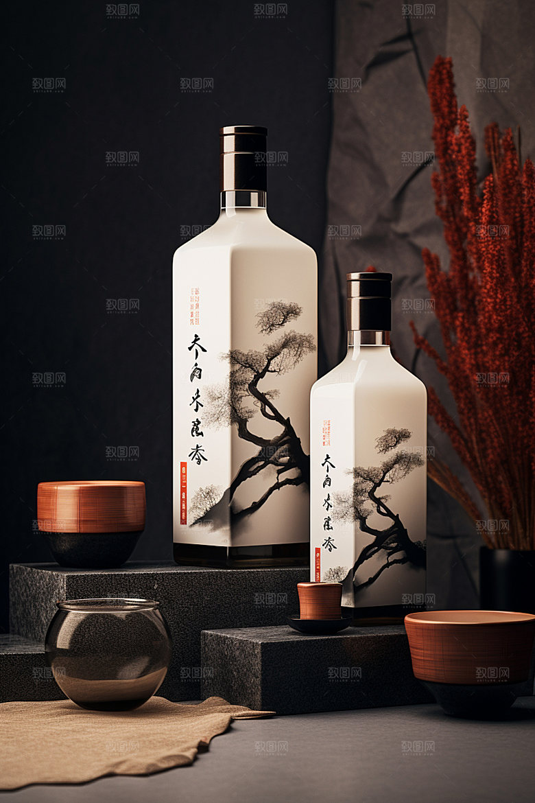 白酒酒瓶立体包装设计模型