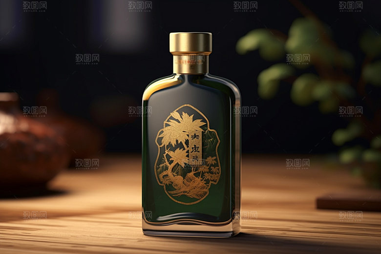 白酒酒瓶中式中国风模型
