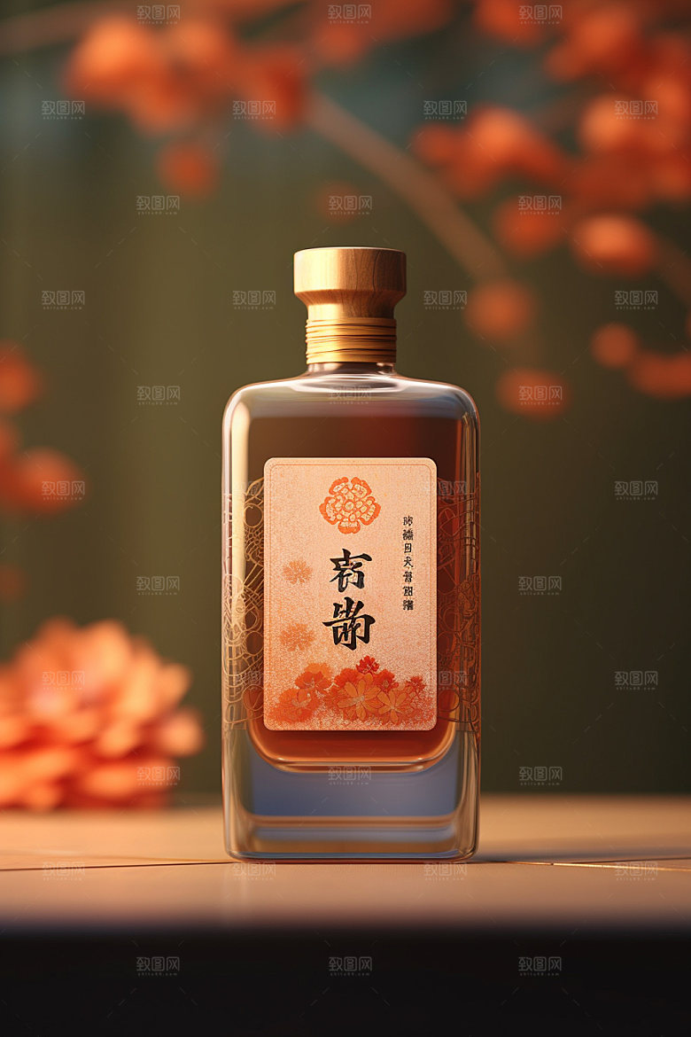 白酒酒瓶中国风包装设计模型