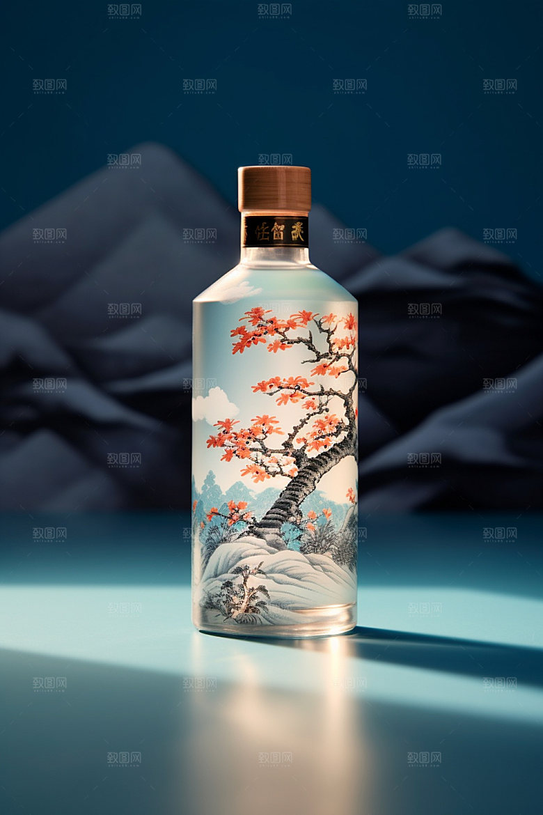 白酒酒瓶酒类传统模型
