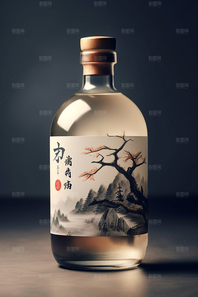 白酒酒瓶中国风3D模型