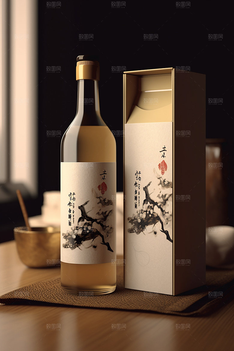 白酒酒瓶包装设计中式模型