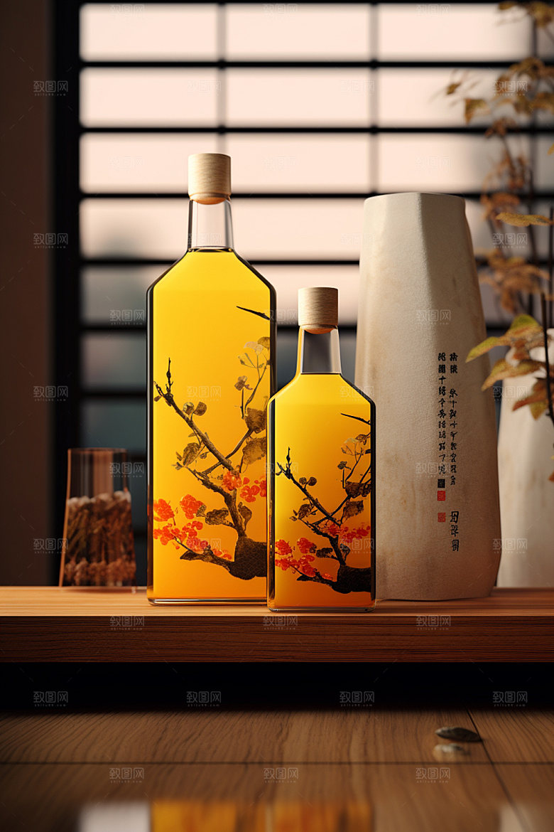 白酒酒瓶3D中式模型