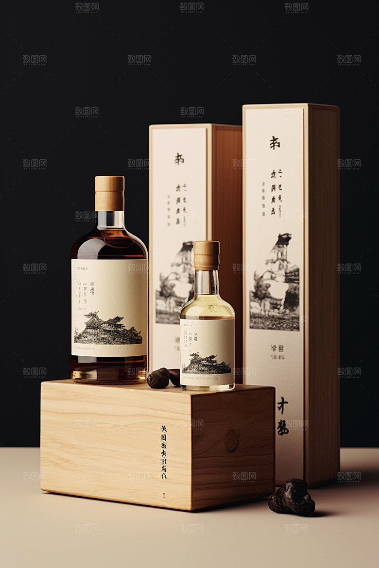 白酒酒瓶中国风立体模型