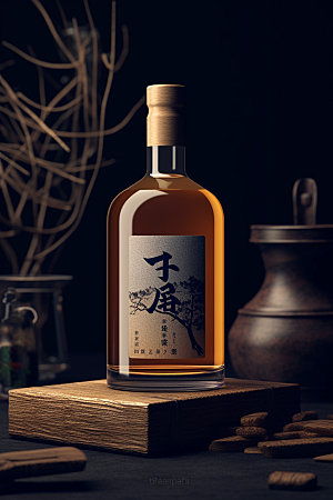 白酒酒瓶中式立体模型