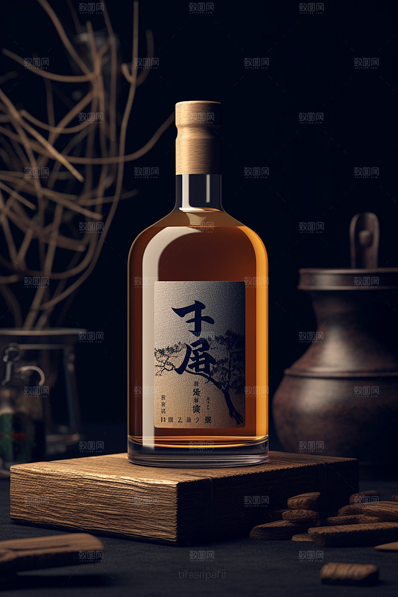 白酒酒瓶中式立体模型