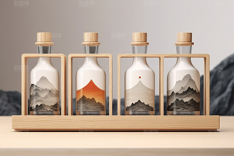 白酒酒瓶中国风中式模型