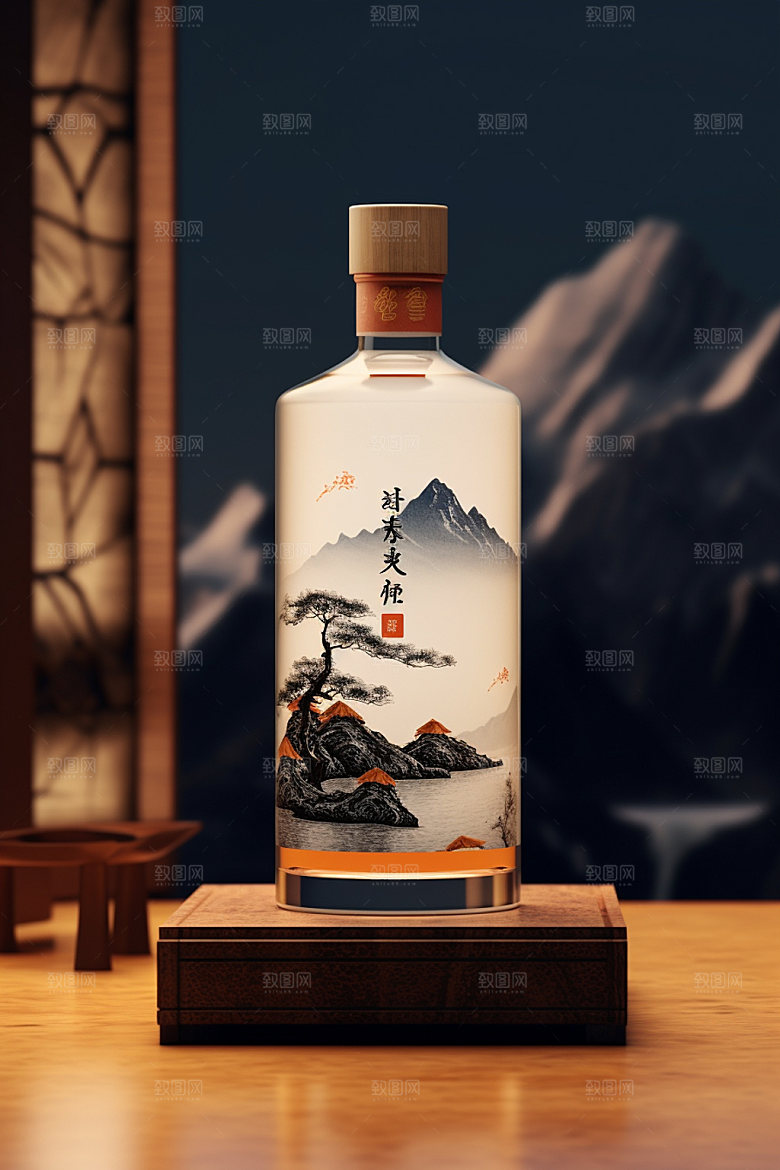 白酒酒瓶酒类传统模型