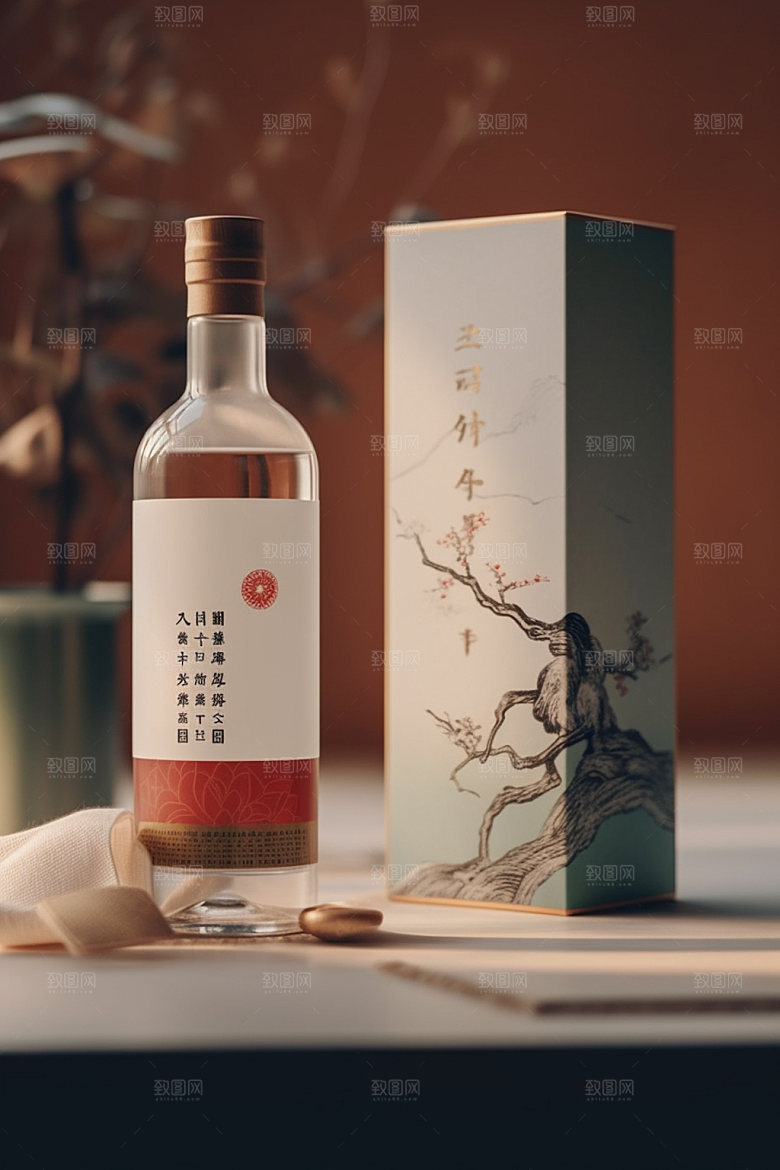 白酒酒瓶立体包装设计模型
