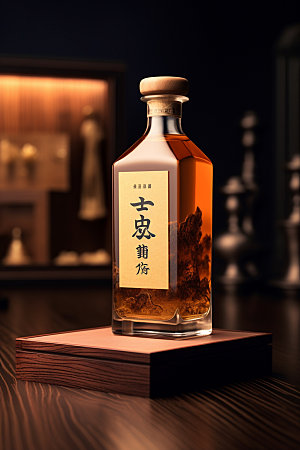 白酒酒瓶立体中国风模型