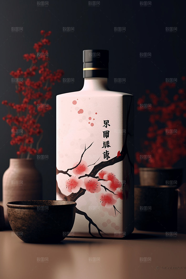 白酒酒瓶酒类3D模型