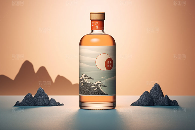 白酒酒瓶传统立体模型