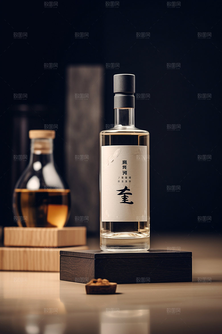 白酒酒瓶中式中国风模型