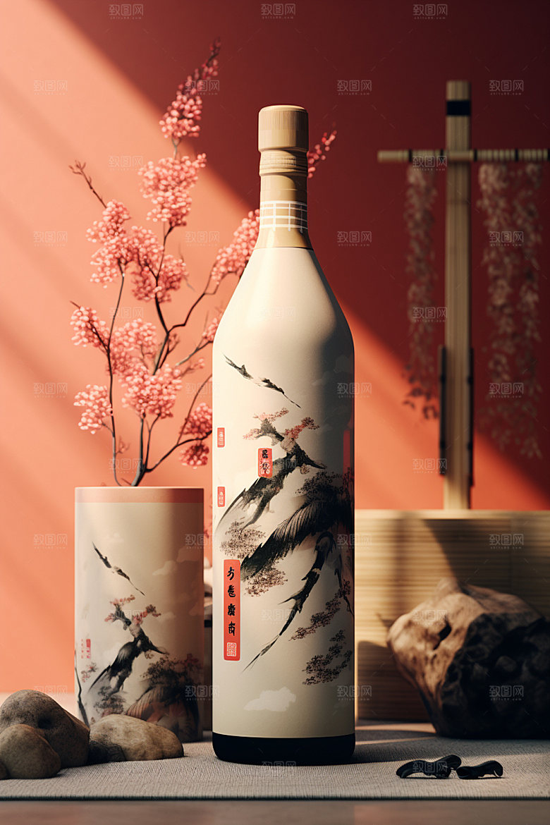 白酒酒瓶酒类传统模型
