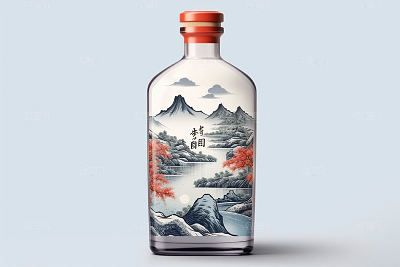 白酒酒瓶中国风包装设计模型